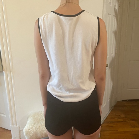 Vintage Shego’s Two Piece Black White Tank Top + Cardigan Sweater Twin Set S M L - Picture 9 of 16